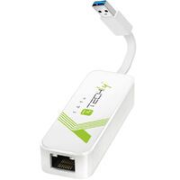 TECHLY USB3.0 RJ45 Adapter Weiss USB Stecker Typ A am Kabel auf RJ45 Netzgeschwindigkeit 10/100/1000
