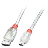 LINDY USB 2.0 Kabel Typ A/Mini-B transparent M/M 1m (41782)