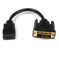 StarTech.com 8in HDMI to DVI-D Video Cable Adapter - HDMI Female to DVI Male - 0.203 m - HDMI Type A (Standard) - DVI-D 25p - Female - Male - Straight
