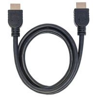 Manhattan HDMI In-Wall CL3 Cable with Ethernet - 4K@60Hz (Premium High Speed) - 1m - Male to Male - Black - Ultra HD 4k x 2k - In-Wall rated - Fully Shielded - Gold Plated Contacts - Lifetime Warranty - Polybag - 1 m - HDMI Type A (Standard) - HDMI Type A