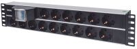 Intellinet 19" 2U Rackmount 15-Way Power Strip - German Type" - With Double Air Switch - 3m Power Cord (Euro 2-pin plug) - Basic - Switched - 2U - Horizontal - Aluminium - Aluminium - Black - 15 AC outlet(s)