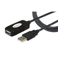 Techly Active Extension Cable USB 2.0 Hi-Speed 10m IUSB-REP10TY - 10 m - USB A - USB A - USB 2.0 - Male/Female - Black