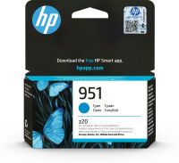 HP 951 Cyan Officejet Ink Cartridge - Original - Cyan - Officejet Pro 251dw - Officejet Pro 276dw - Officejet Pro 8100 ePrinter - Officejet Pro 8600 e-AiO,... - 1 pc(s) - 114 mm - 126 mm