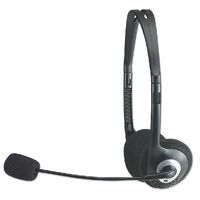 Manhattan Stereo On-Ear Headset (3.5mm) - Microphone Boom - In-Line Volume Control - Foam Earpads - Standard 2x 3.5mm stereo jack/plug for audio/mic use - cable 2m - Black - Three Year Warranty - Blister - Headset - Head-band - Calls & Music - Black - Sil