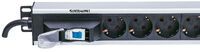 Intellinet Vertical Rackmount 12-Way Power Strip - German Type - With Single Air Switch - No Surge Protection (Euro 2-pin plug) - Vertical - Aluminium - Black - Grey - 12 AC outlet(s) - Type F - 1.6 m