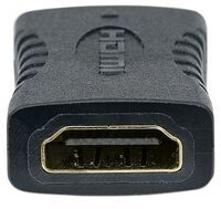 Manhattan HDMI Coupler - 4K@60Hz (Premium High Speed) - Female to Female - Straight Connection - Black - Equivalent to Startech GCHDMIFF - Ultra HD 4k x 2k - Fully Shielded - Gold Plated Contacts - Lifetime Warranty - Polybag - HDMI - HDMI - Black