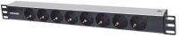 Intellinet 19" 1.5U Rackmount 8-Way Power Strip - German Type" - With LED Indicator Only - No Surge Protection - 1.6m Power Cord (Euro 2-pin plug) - 1U - Horizontal - Aluminium - Aluminium - Black - 8 AC outlet(s) - Type F