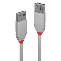 Lindy Anthra Line - 3 m - USB A - USB A - USB 2.0 - 480 Mbit/s - Grey