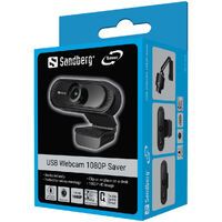 SANDBERG USB Webcam 1080P Saver. Keine Treiberinstallation. Mit Klemme fuer Bildschirm. Stereomikrof