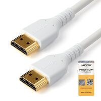 StarTech.com 2m Premium Certified HDMI 2.0 Cable with Ethernet - Durable High Speed UHD 4K 60Hz HDR - 6ft Rugged M/M HDMI Cord with Aramid Fiber - TPE - Ultra HD Monitors - TVs & Displays - 2 m - HDMI Type A (Standard) - HDMI Type A (Standard) - White