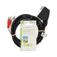 Nedis SCART-Kabel / SCART Stecker / 3x Cinch-Stecker / Vernickelt / Schaltbar / 480p / 2.00 m / Rund / PVC / Schwarz / Label