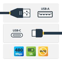 STARTECH.COM 3ft 1m USB A to C Charging Cable Coiled Heavy Duty USB 2.0 A to Type-C Durable Fast Cha