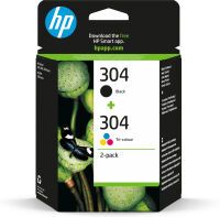 HP 304 2-pack Black/Tri-color Original Ink Cartridges - Standard Yield - Pigment-based ink - Dye-based ink - 4 ml - 2 ml - 2 pc(s)