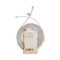 Nedis Telefonkabel / RJ11 Stecker / RJ11 Stecker / 10.0 m / Kabeldesign: Flach / Vergoldet / Kabeltyp: RJ11 / Weiss / Label
