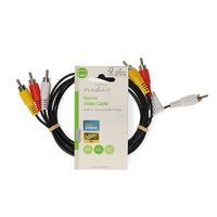 Nedis Composite-Videokabel / 3x Cinch-Stecker / 3x Cinch-Stecker / Vernickelt / 480p / 1.50 m / Rund / PVC / Schwarz / Label