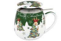 KÖNITZ Weihnachtsbecher 'Weihnachtselch' mit Sieb und Deckel - 6 Stück