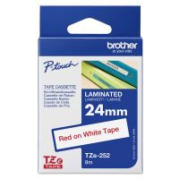 Brother Schriftband TZe-252 TZe252 24 mm rot auf weiß - Labels