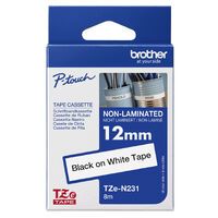 Schriftbandkassette Brother 12mm weiß/schwarz  TZEN231 (TZEN231)