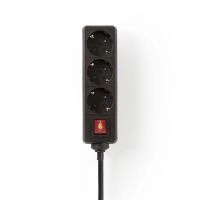 Nedis Steckdosenleiste / Schutzkontakt / Typ F (CEE 7/7) / 3-Wege / 1.50 m / 3680 W / 16 A / Art der Erdung: Seitenkontakte / 230 V AC 50/60 Hz / Buchsenwinkel: 45 ° / H05VV-F 3G1.5mm² / Ein-/Ausschalter / Schwarz