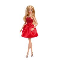 Rubinrote Barbie-Party-Modepuppe zum 80. Jubiläum von Mattel in einem roten Kleid mit Zubehörteilen