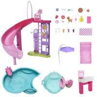 Mattel Barbie Traumpool Spielset mit Rutsche und schäumendem Whirlpool sowie über 20 Zubehörteilen w