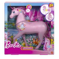 Mattel Barbie funkelnd leuchtendes Einhorn mit 20 interaktiven Kombinationen aus Lichtern, Geräusche