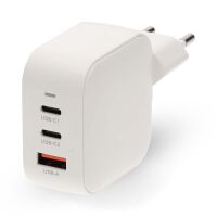 Nedis Netzladegerät / 70 W / GaN / PD3.0 / Schnellladefunktion / 1.5 / 2.25 A / 2.5 / 3.0 / 3.5 A / Anzahl der Ausgänge: 3 / USB-A / 2x USB-C™ / Automatische Spannungswahl / Weiss