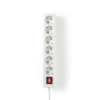 Nedis Steckdosenleiste / Schutzkontakt / Typ F (CEE 7/7) / 6-Wege / 1.50 m / 3680 W / 16 A / Art der Erdung: Seitenkontakte / 230 V AC 50/60 Hz / Buchsenwinkel: 45 ° / H05VV-F 3G1.5mm² / Ein-/Ausschalter / Weiss