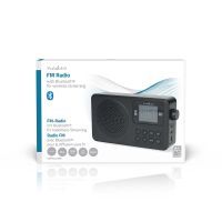 Nedis FM-Radio / Tragbare Ausführung / FM / Akkubetrieben / Stromversorgung über USB / Digital / 2 W / Monitorgröße: 1.77 " / Scharz-weiß Monitor / Bluetooth® / Kopfhörerausgang / Wecker / Schwarz
