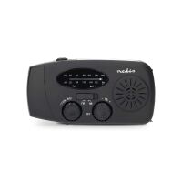 Nedis Notfallradio / Tisch Ausführumg / AM / FM / Powerbank Funktion / Akkubetrieben / Handkurbel / Stromversorgung über USB / Schwarz