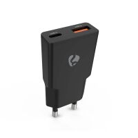 Nedis Netzladegerät / 20 W / GaN / PD3.0 / Schnellladefunktion / 1.5 / 2.0 / 2.22 A / 3.0 A / Anzahl der Ausgänge: 2 / USB-A / USB-C™ / Automatische Spannungswahl / Schwarz