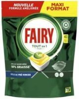 Fairy Original All in One Spülmaschinentabs, Zitrone, 43 Kapseln, wirksam auch auf eingebranntem Fett
