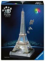Ravensburger 3D Puzzle Iconics: 12008024 Eiffelturm - mit Licht - Das Wahrzeichen von Paris als deta