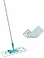 Leifheit rückenschonender Bodenwischer Profi XL Micro Duo inkl. Ersatzbezug Micro Duo aus Mikrofaser, Wischer für Fliesen und Steinböden mit großer Wischbreite, 360° Drehgelenk und Click-System 