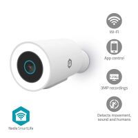 Nedis SmartLife Außenkamera / Wi-Fi / Spotlight / 3MP Full HD 1296p / IP65 / Cloud Storage (optional) / microSD (not enthalten) / Onvif / 5 V DC / mit Bewegungssensor / Nachtsicht / Weiss