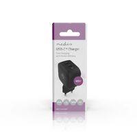 Nedis Netzladegerät / 45 W / GaN / PD3.0 / 2.25 A / 3.0 A / Anzahl der Ausgänge: 2 / 2x USB-C™ / Automatische Spannungswahl / Schwarz