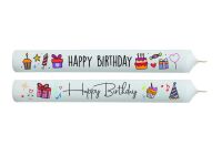Kerze mit Spruch "Happy Birthday" 2-fach sortiert - 24 Stück