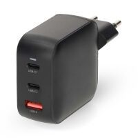 Nedis Netzladegerät / 100 W / GaN / PD3.0 / Schnellladefunktion / 2.5 / 3.0 / 5.0 A / Anzahl der Ausgänge: 3 / USB-A / 2x USB-C™ / Automatische Spannungswahl / Schwarz