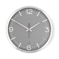 Nedis Wanduhr / Durchmesser: 300 mm / Aluminium / Funkgesteuerte Zeit / Leise Bewegung / Grau / Metall