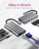 ICY BOX IB-DK4040-CPD - Wired - USB 3.2 Gen 1 (3.1 Gen 1) Type-C - 100 W - 3.5 mm - 10,100,1000 Mbit/s - Anthracite - Black