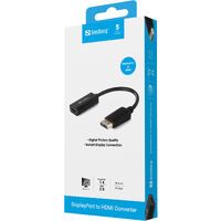 SANDBERG Adapter DisplayPort zu HDMI konvertiert DP - DisplayPort Ausgang zu HDMI Video und Audio (5