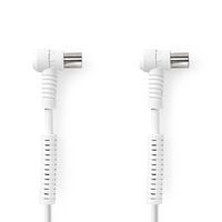 Nedis Multipack Koaxial Kabel / IEC (Coax) Stecker / IEC (Coax) Buchse / Vernickelt / 120 dB / 75 Ohm / 4-fach geschirmt / 1.50 m / Rund / PVC / Weiss / Label - 100 Stück