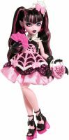 Mattel Monster High Scary Sweet Birthday Draculaura-Puppe im Partykleid mit Ballon und Geschenk