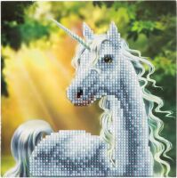 Craft Buddy Ltd. Crystal Art Grußkarte Einhorn im Sonnenschein 18x18cm
