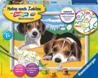 Ravensburger CreArt 28329 - Jack Russel Welpen - Malen nach Zahlen Hunde für Kinder ab 7 Jahre