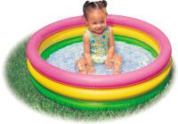 Bauer Intex BabyPool 3-Ring ''Sunset Glow'', Wasserbedarf ca 51l, 1-3 Jahre, aufblasbarer Boden, 86x