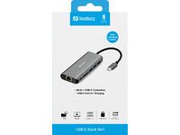 SANDBERG USB-C Dock HDMI+LAN+SD+USB,61W - USB 3.2 Gen 1 (3.1 Gen 1) Type-C - HDMI - RJ-45 - USB 3.2 Gen 1 (3.1 Gen 1) Type-A - USB 3.2 Gen 1 (3.1 Gen 1) Type-C - MMC - MicroSD (TransFlash) - SD - SDHC - SDXC - 5000 Mbit/s - Grey - Aluminium