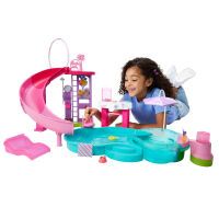 Mattel Barbie Traumpool Spielset mit Rutsche und schäumendem Whirlpool sowie über 20 Zubehörteilen w
