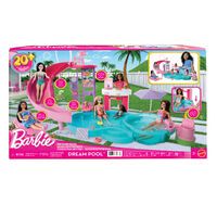 Mattel Barbie Traumpool Spielset mit Rutsche und schäumendem Whirlpool sowie über 20 Zubehörteilen w