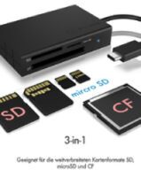 ICY BOX IB-CR401-C3 - CF - MicroSD (TransFlash) - MicroSDHC - MicroSDXC - SD - SDHC - SDXC - Black - Aluminium - Plastic - USB 3.2 Gen 1 (3.1 Gen 1) Type-C - USB - 49 mm